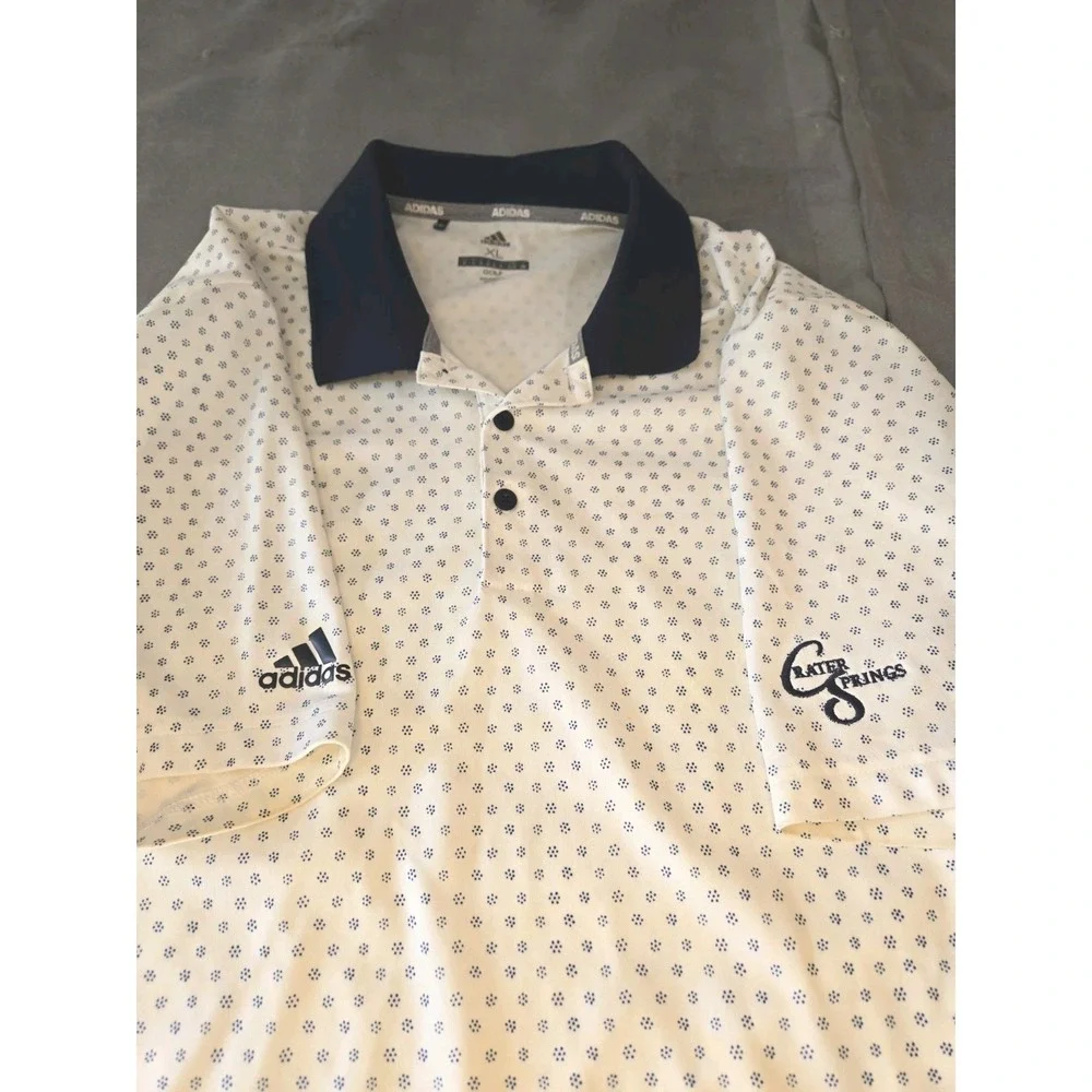 Adidas Crater Springs Golf Course Polo Shirt Mens XL Blue White Performance